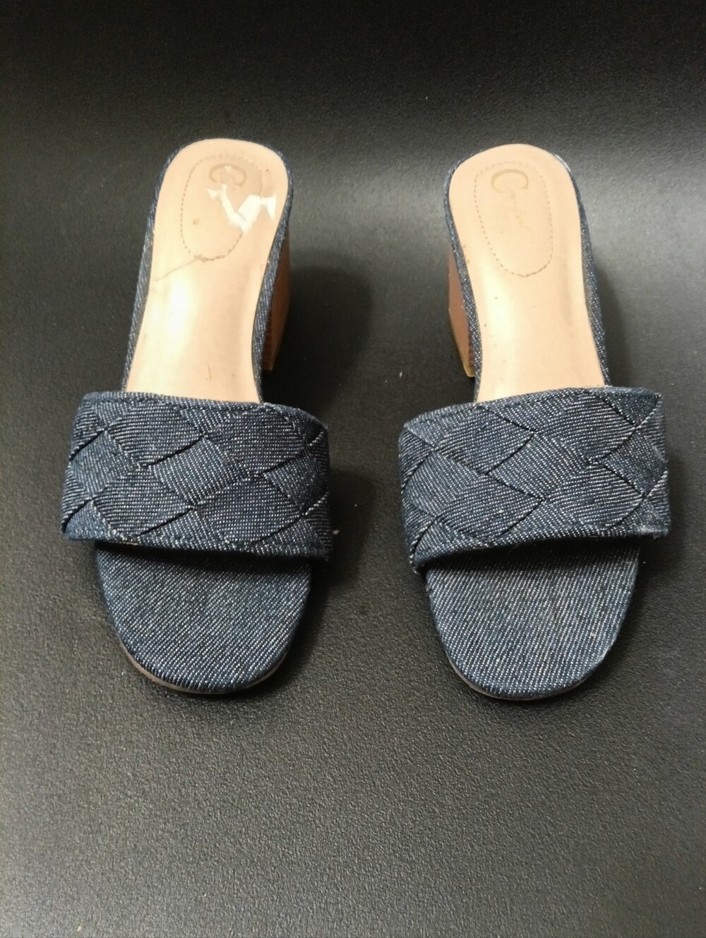 Comfort Est. 1946 Denim Braided Mule Sandals - Women's Blue Slip-On Heels